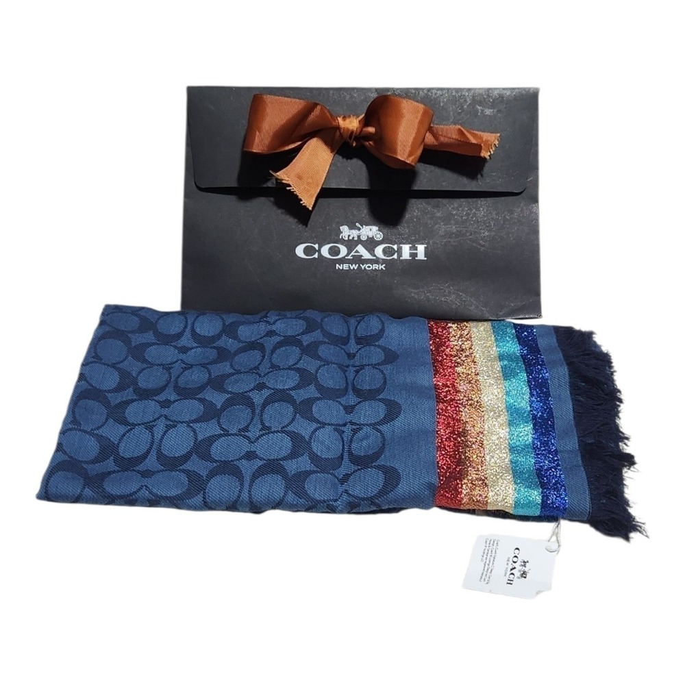Authentic‎ Coach Signature Jacquard Oversized Square Scarf (Style No. 742)